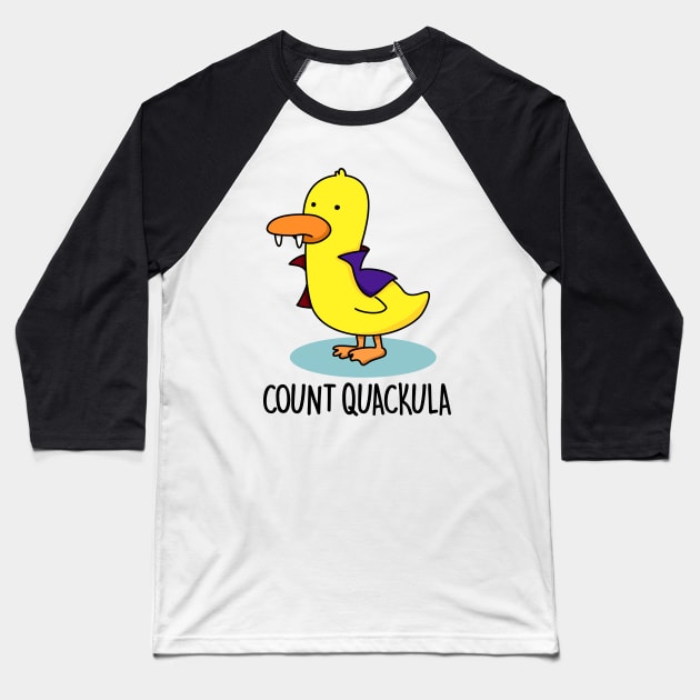 Count Duckula Cute Duck Pun Baseball T-Shirt by punnybone